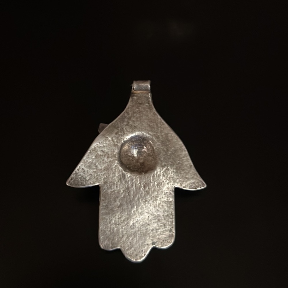 Silver Rose Quartz Hamsa Hand Pendent - image 3